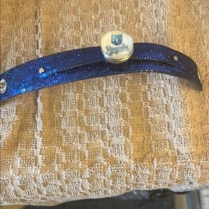 Blue Sequin Bracelet with KC Royals Button